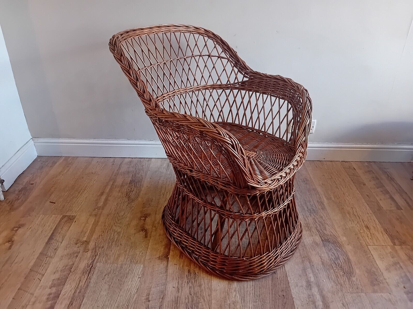 photo buy Super 1970's Cane/Rattan Boho Chic Mid Century Armchair/ Bucket/ Lounge Chair