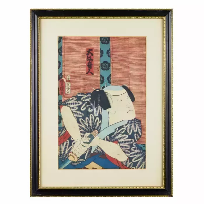 Japanese Print (Ukiyo E) An Actor Playing A Samurai With A Katana. 1786   1865. Edo Period. Japan photo for sale