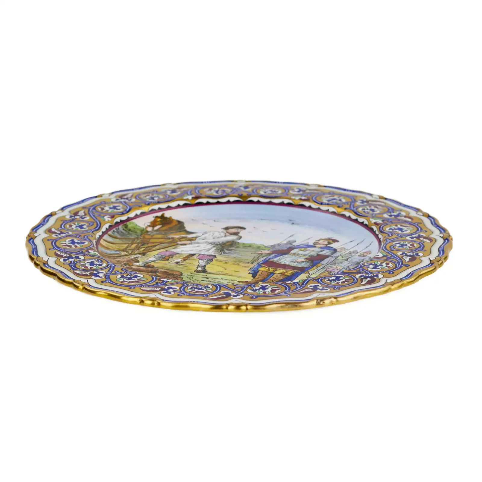 Porcelain Dish From The Kuznetsov Factory With A Scene Of Calling The Hero Mikula Selyaninovich. Early 20th Century photo furniture