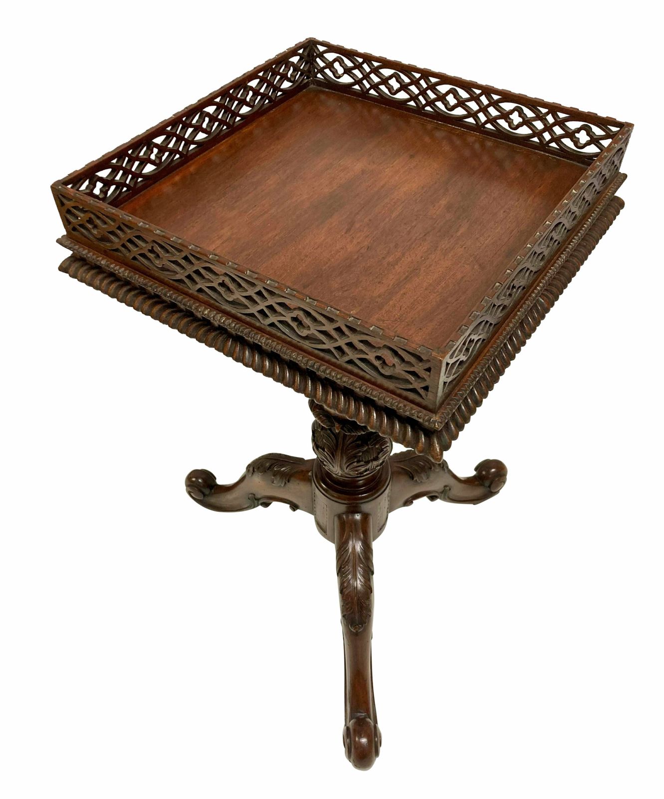 A Pair Of Fine Chippendale Style Mahogany Wine Tables photo for sale