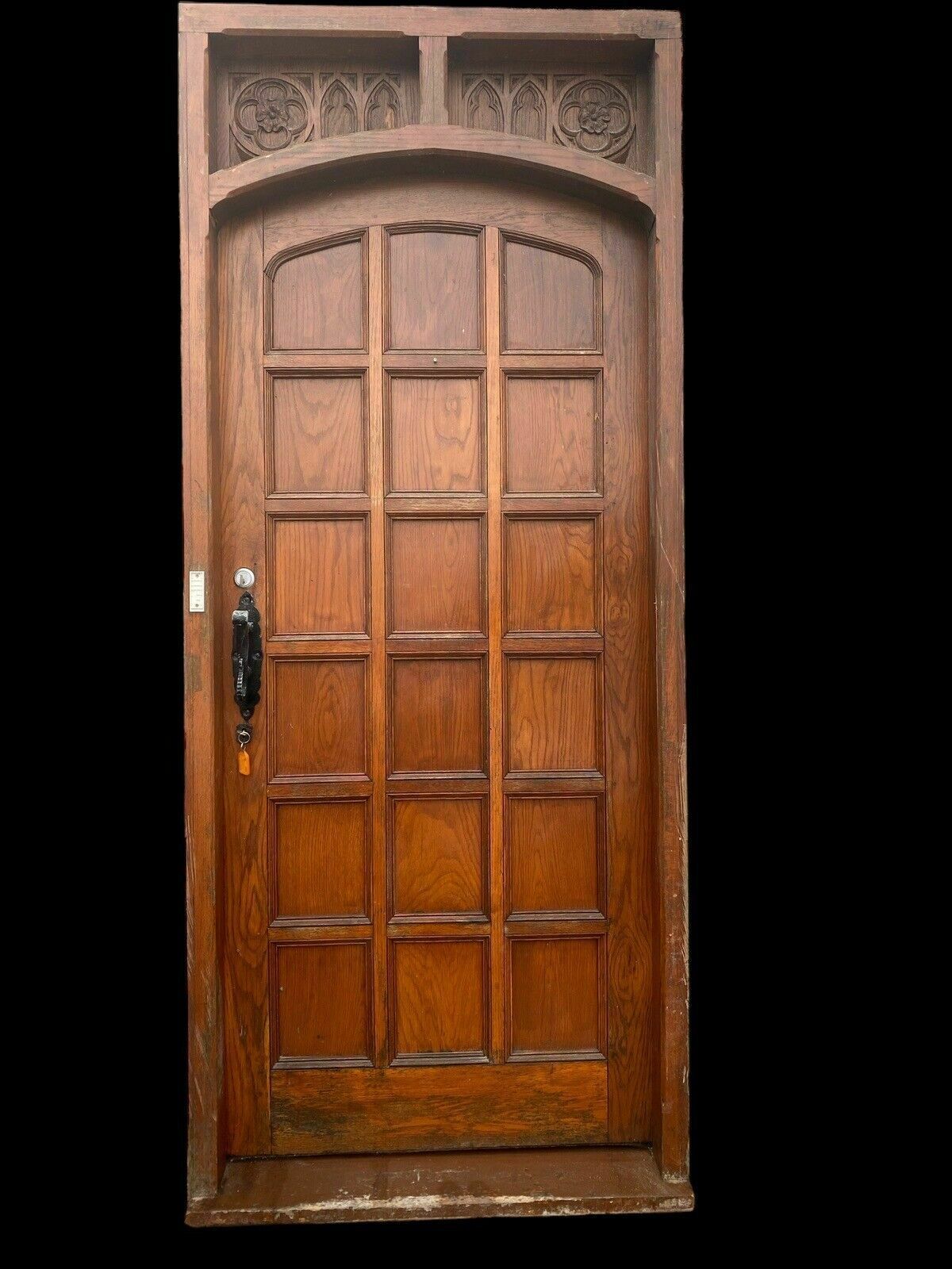Grand Solid Oak Front Door +Frame Reclaimed Bespoke Tudor Gothic Carved Wood Old