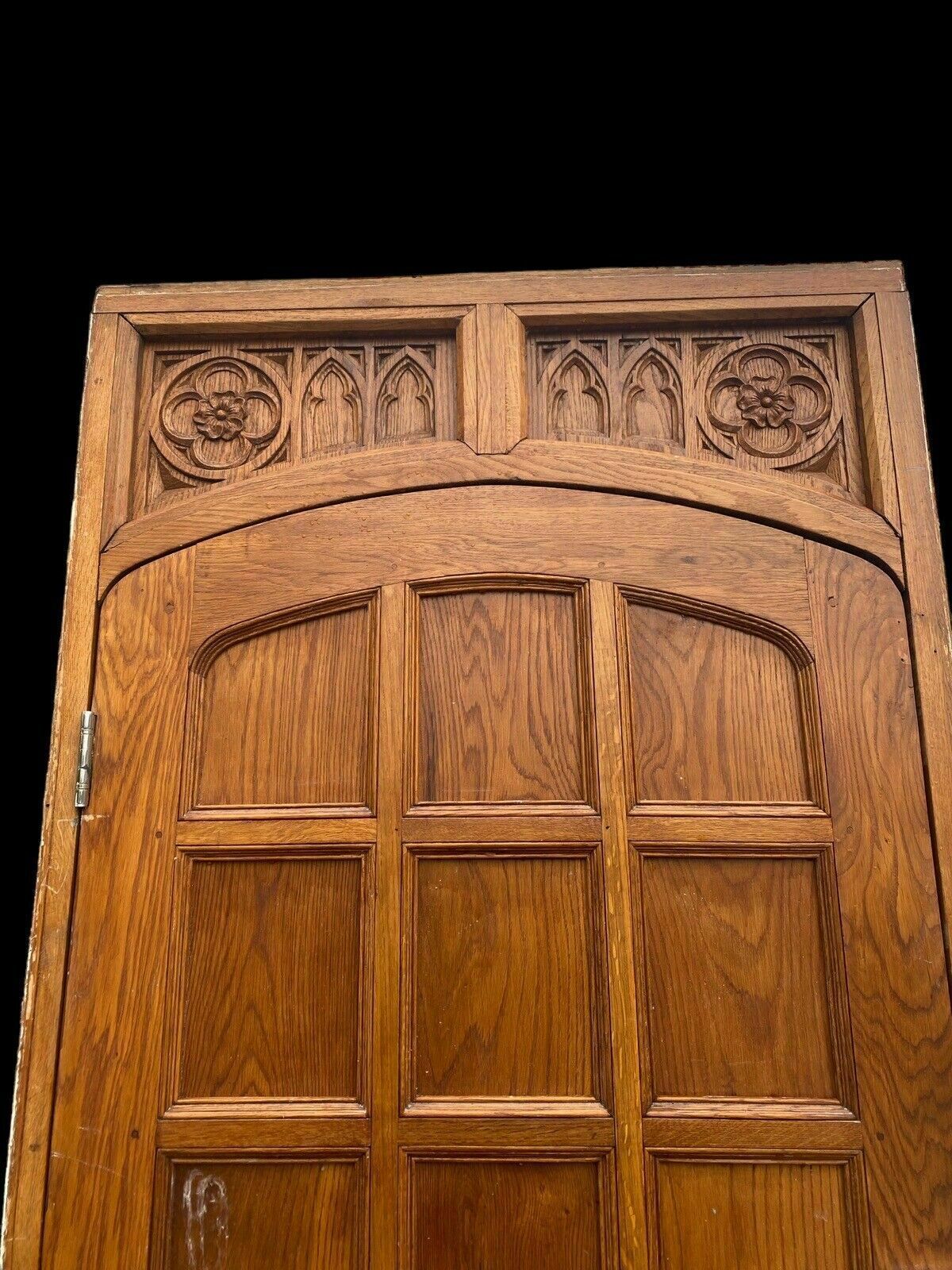 Grand Solid Oak Front Door +Frame Reclaimed Bespoke Tudor Gothic Carved Wood Old photo vintage