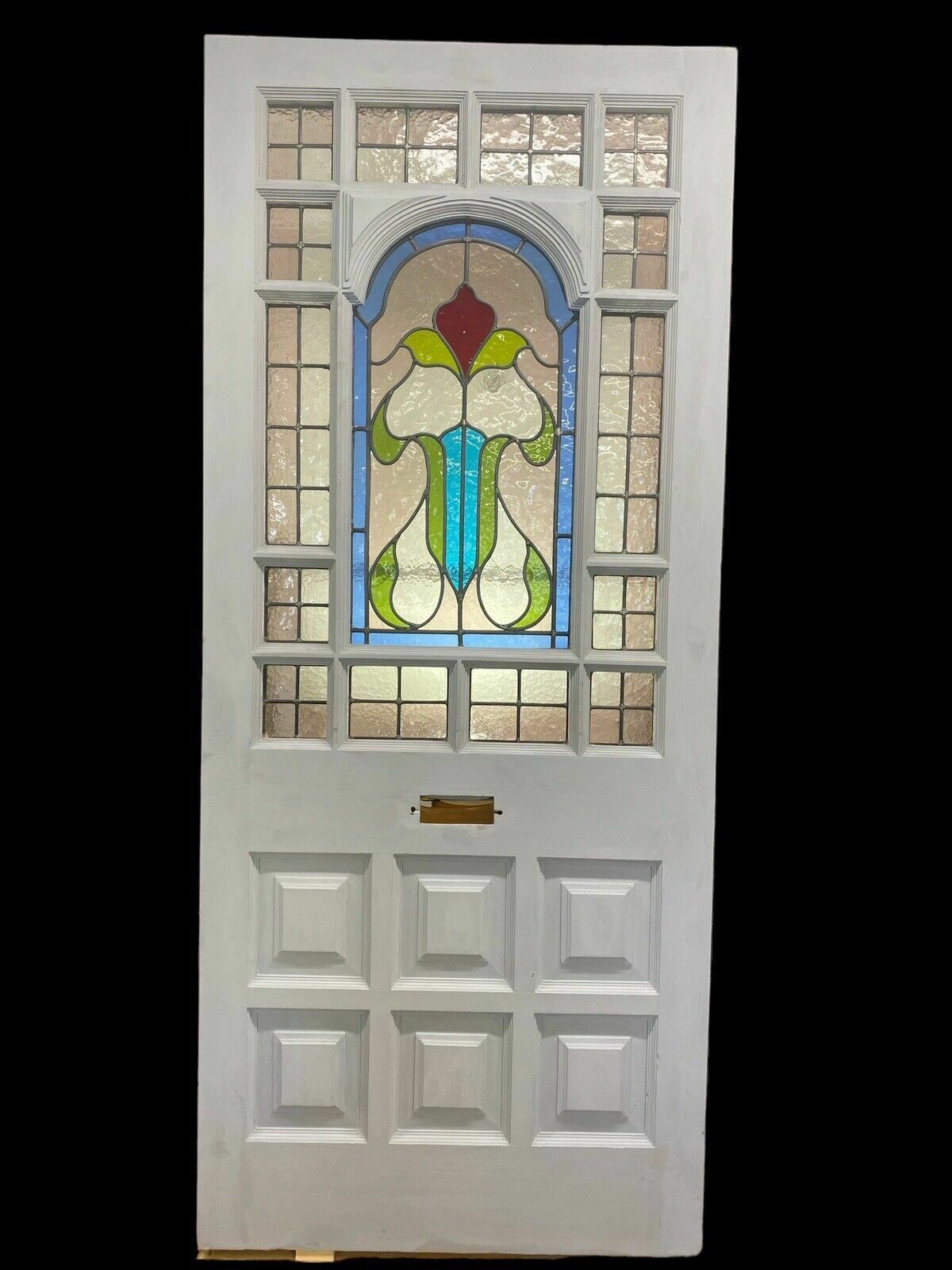 Large Edwardian Front Door Period Stained Glass Old Reclaimed Antique Lead Wood