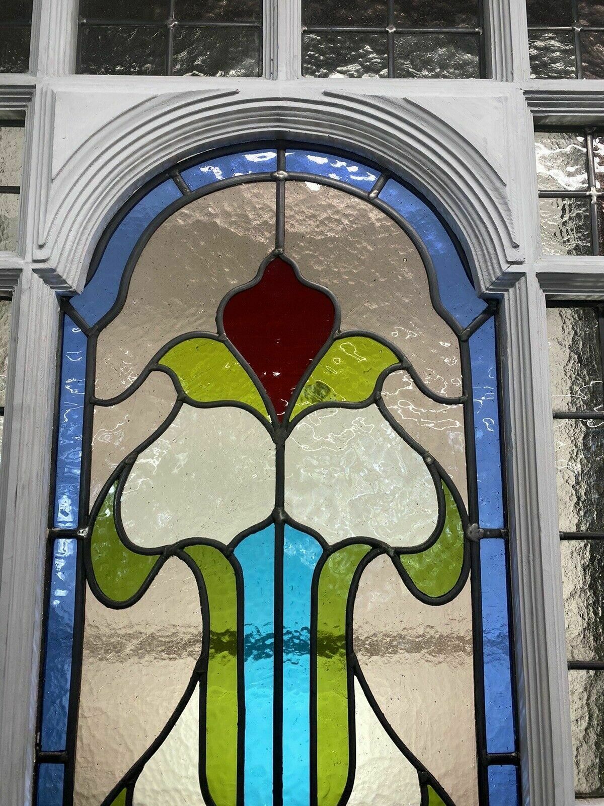 Large Edwardian Front Door Period Stained Glass Old Reclaimed Antique Lead Wood photo buy