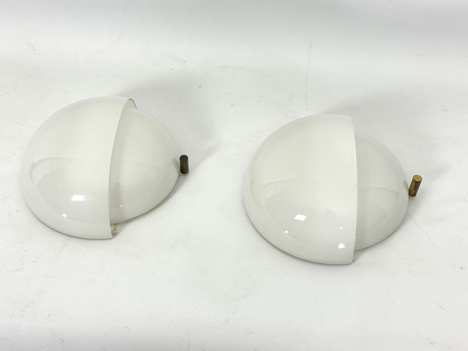 Rare Set Of Two Glass And Brass Mania Sconces By Vico Magistretti For Artemide. Italy 1960s photo furniture
