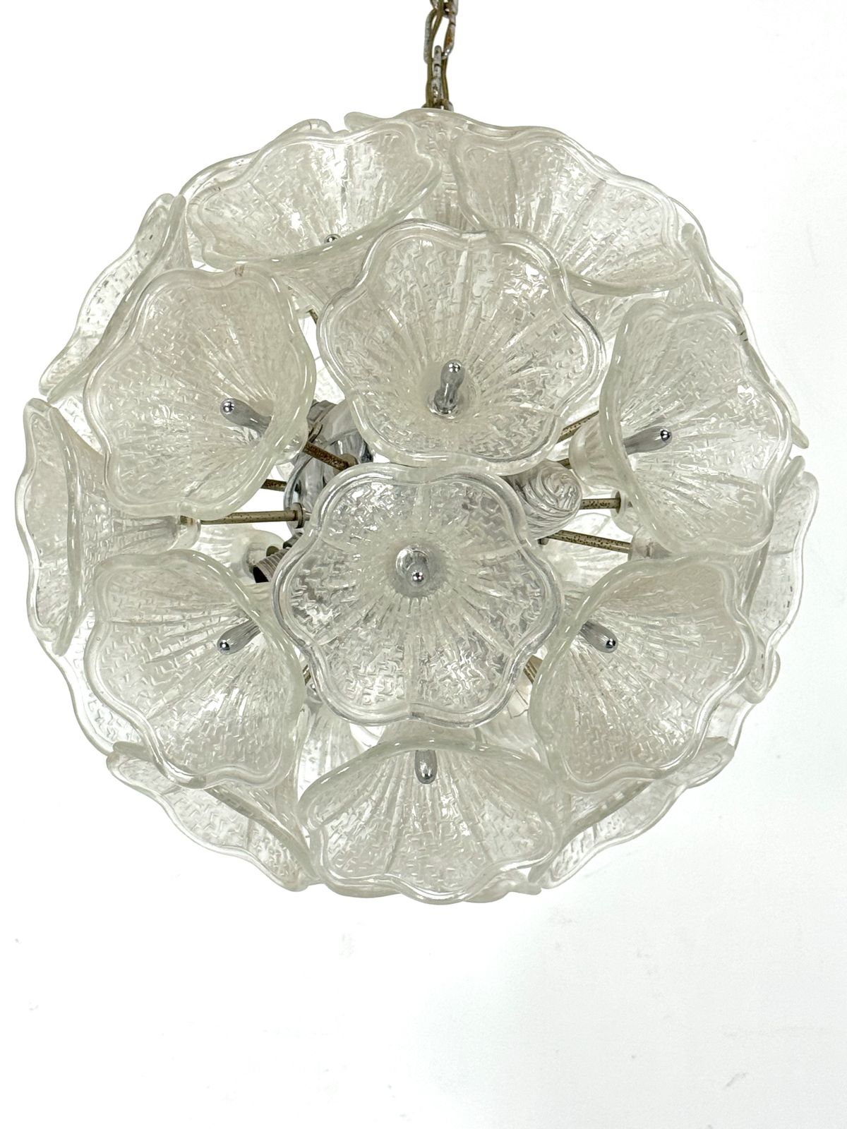 Italian Murano Flower Glass And Chrome Sputnik In Venini Style. 1970s photo furniture