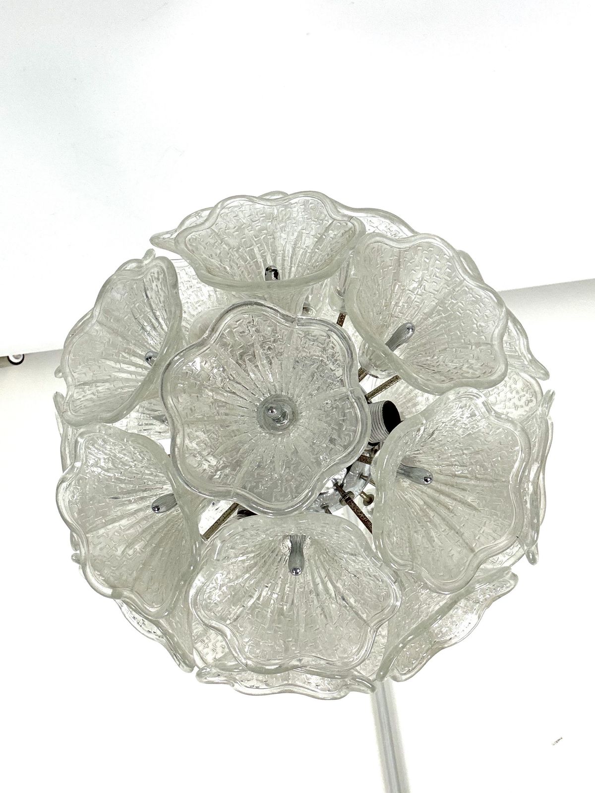 Italian Murano Flower Glass And Chrome Sputnik In Venini Style. 1970s photo vintage