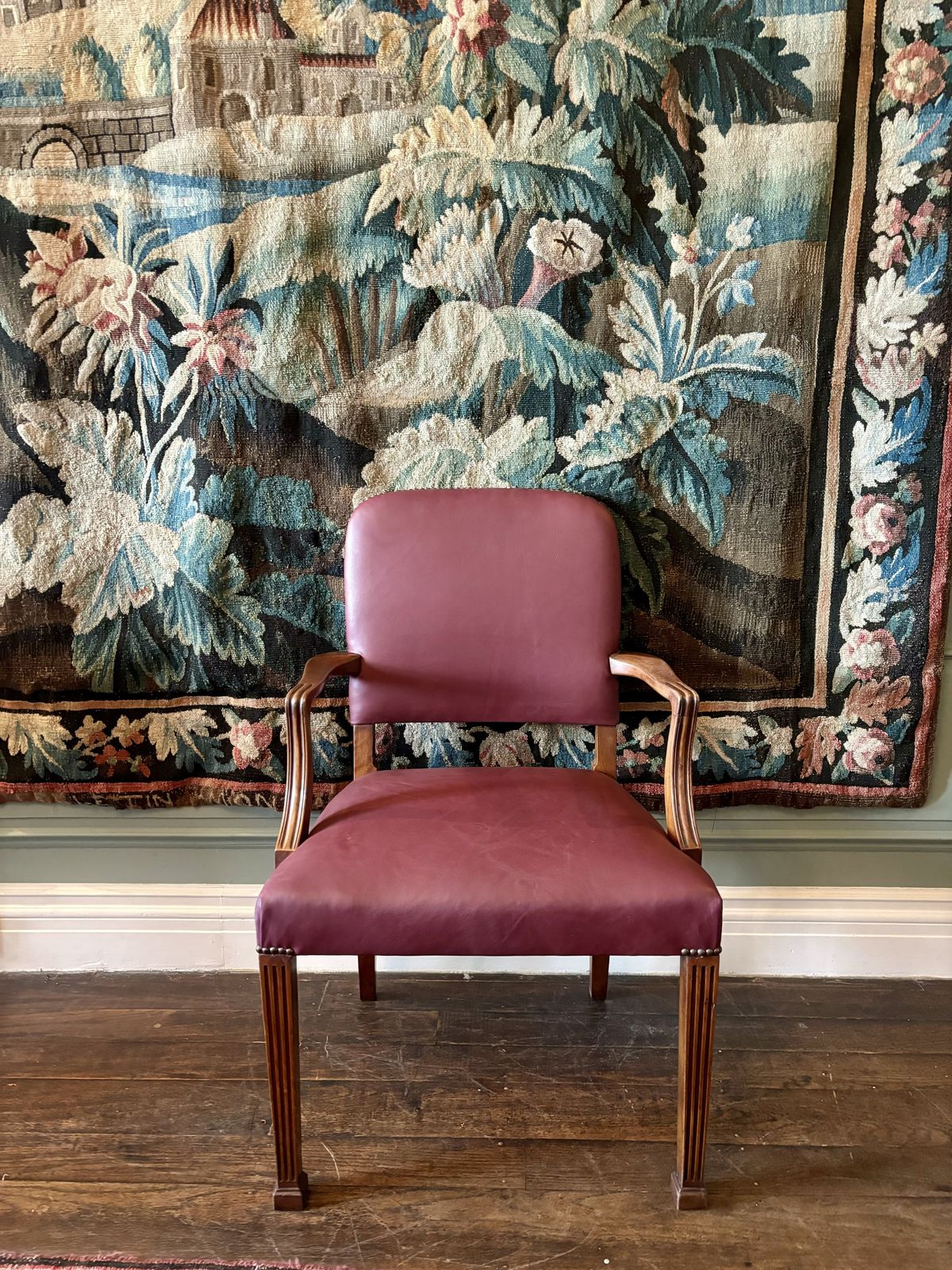Burgundy Leather Antique Office Chair