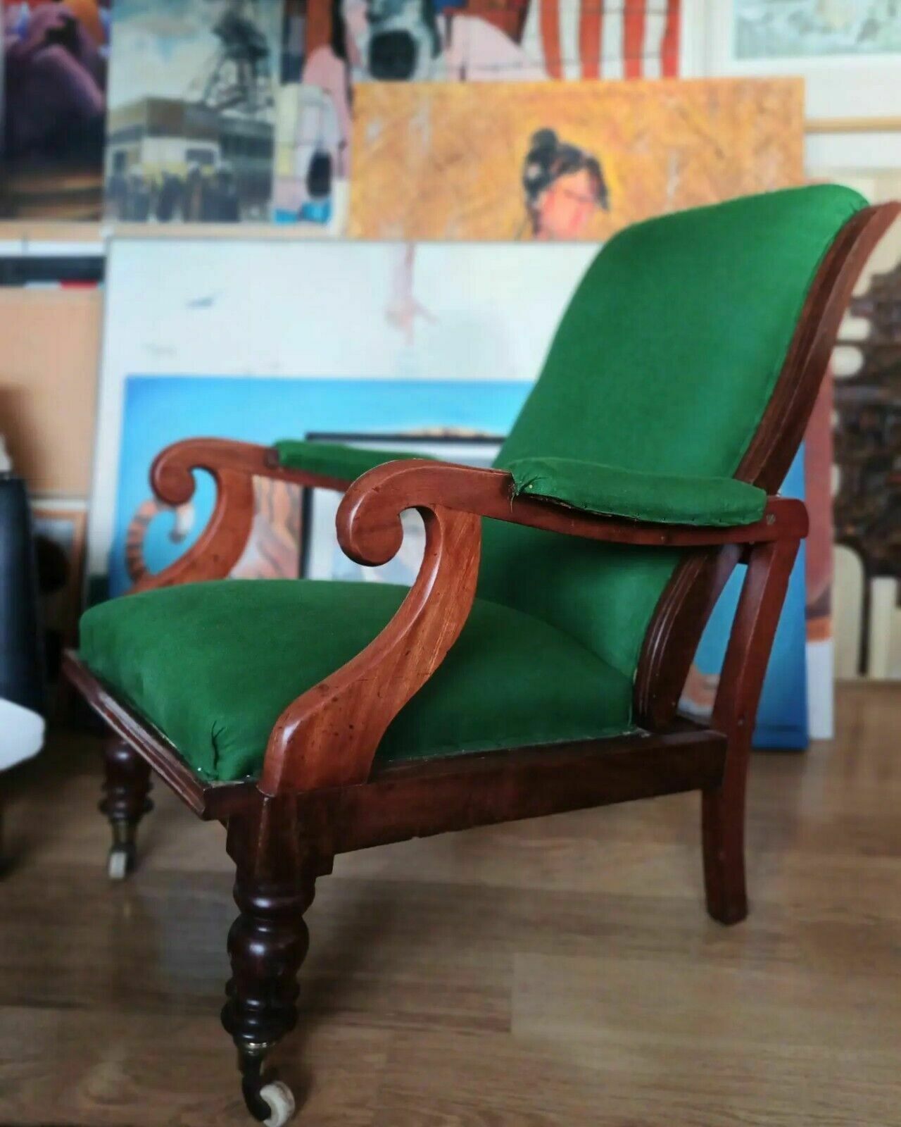 Superb William IV Walnut Reclining Library Country House Armchair Antique photo vinterior