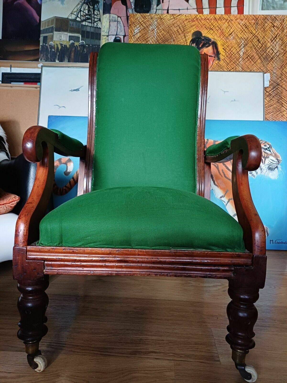 Superb William IV Walnut Reclining Library Country House Armchair Antique photo vintage