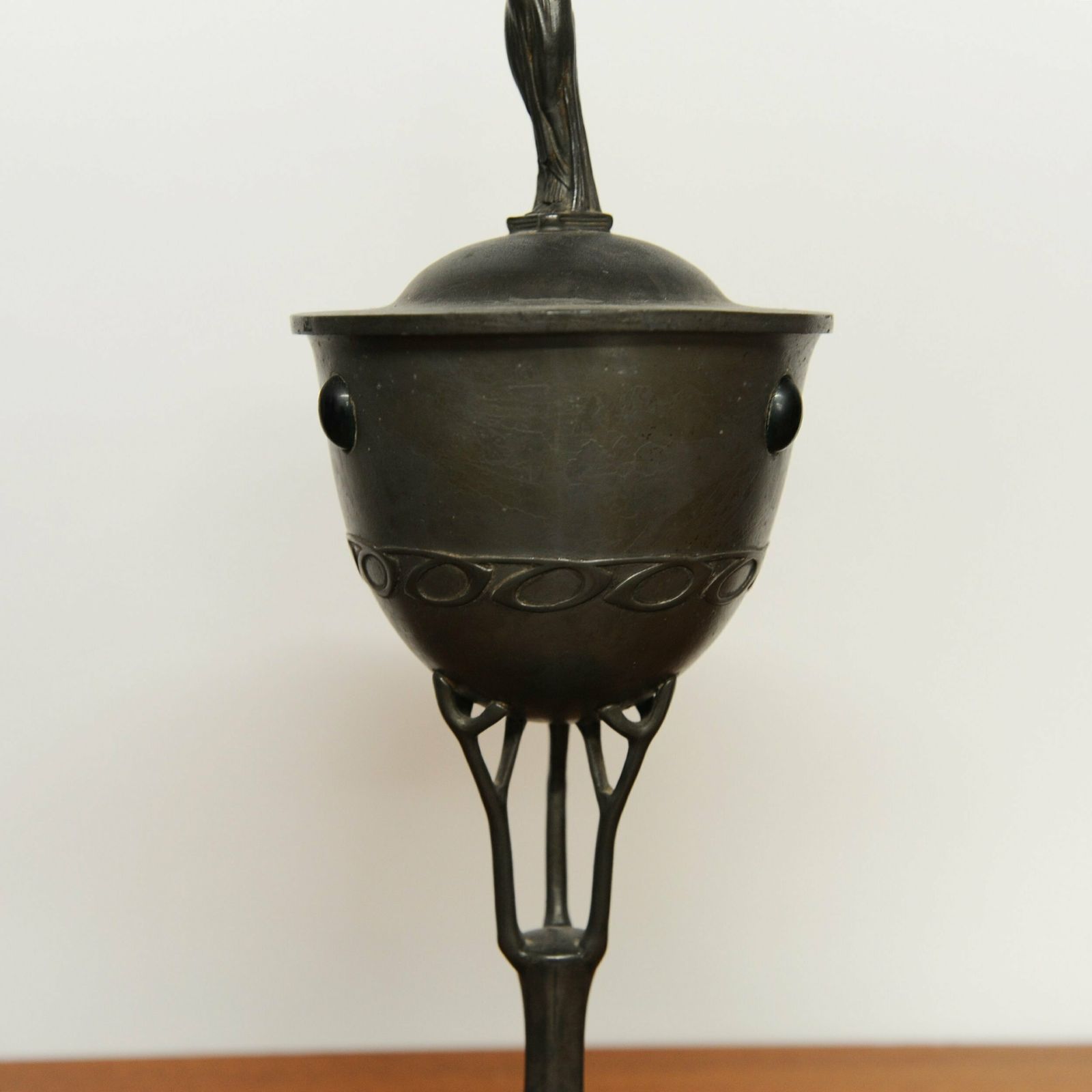 Decorative Art Nouveau Pewter Ornamental Pot Stamped B&G Imperial Zinn, 1900 photo buy