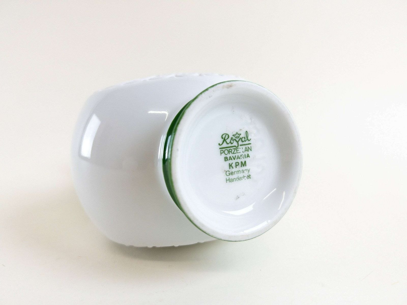 photo for sale Op Art White Bisque Porcelain Vase By Royal Kpm Bavaria   White And Green Ceramic Op Art Vase