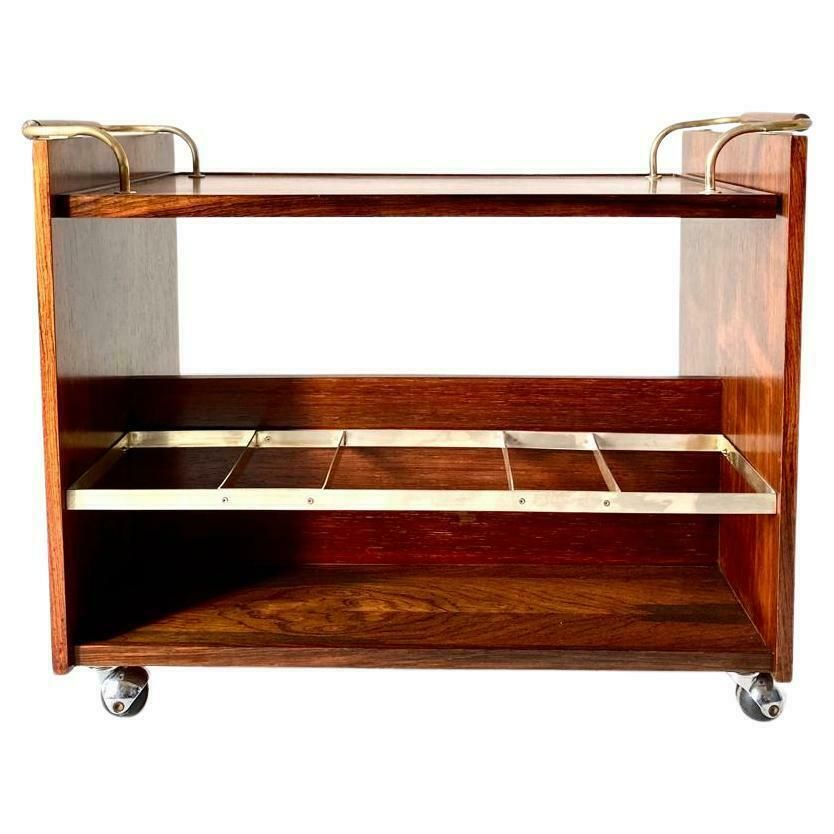 Vintage Italian Bar Trolley In Walnut And Chromed Iron, 1960 'S photo for sale