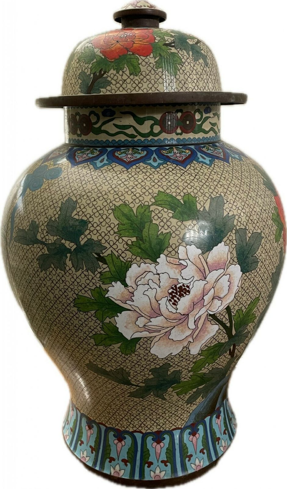 Home Decor Large Cloisonné Vase And Cover Circa 1910 photo
