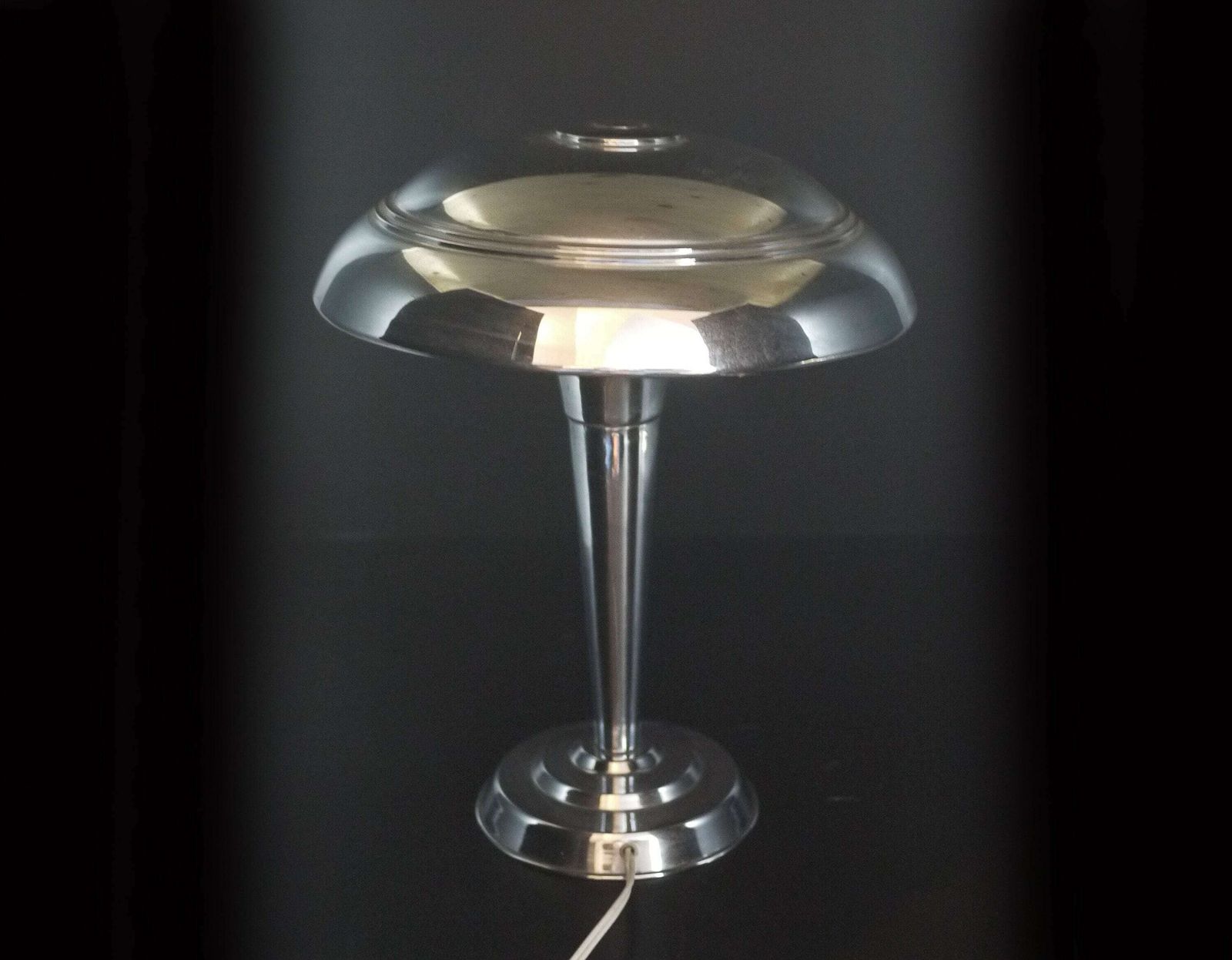 French Art Deco Chrome Mushroom Lamp