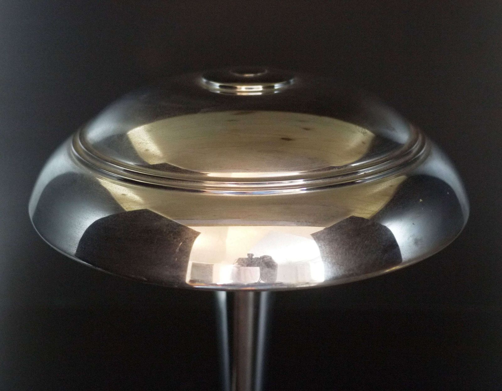 French Art Deco Chrome Mushroom Lamp photo for sale