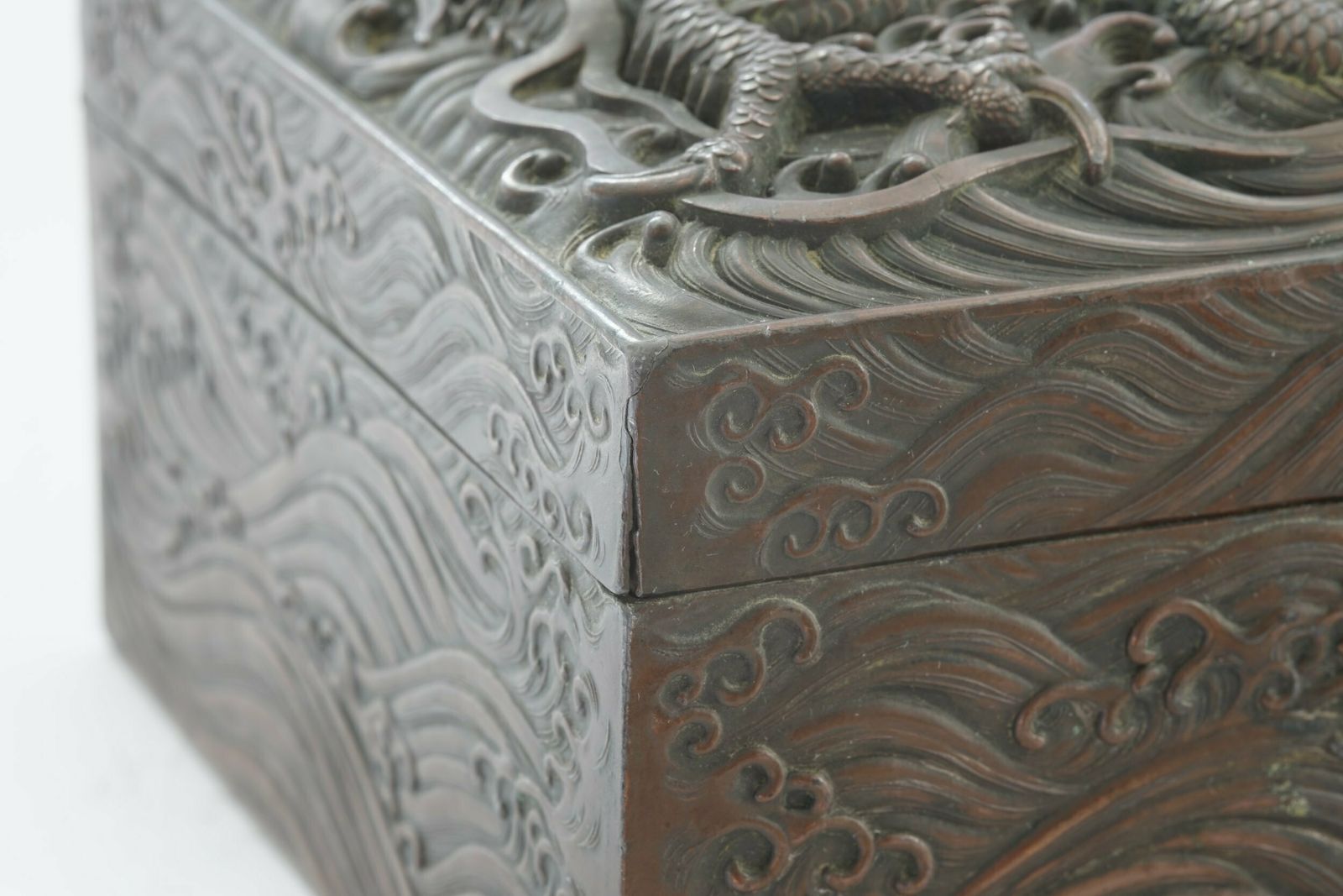 photo furniture Exceptional Meiji Period Japanese Bronze Box With Dragon Motif