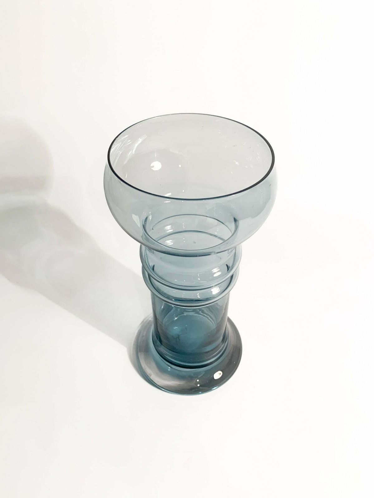 Hand Blown Swedish Blue Glass Vase In Cylindrical Shape From The 1990s photo 143.0