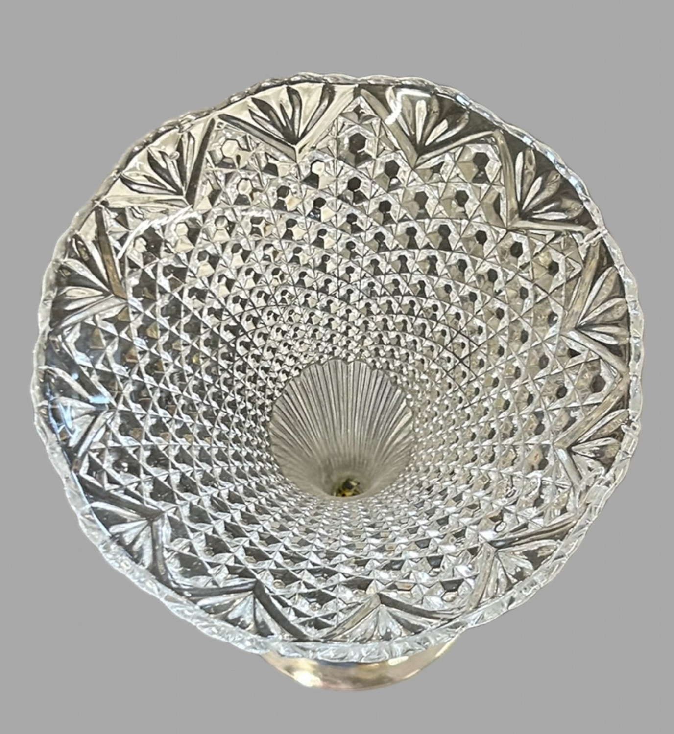 Pair Of Exceptional Antique Cut Crystal & Silver Plated Epergne Vases, C.1900 photo Home Decor
