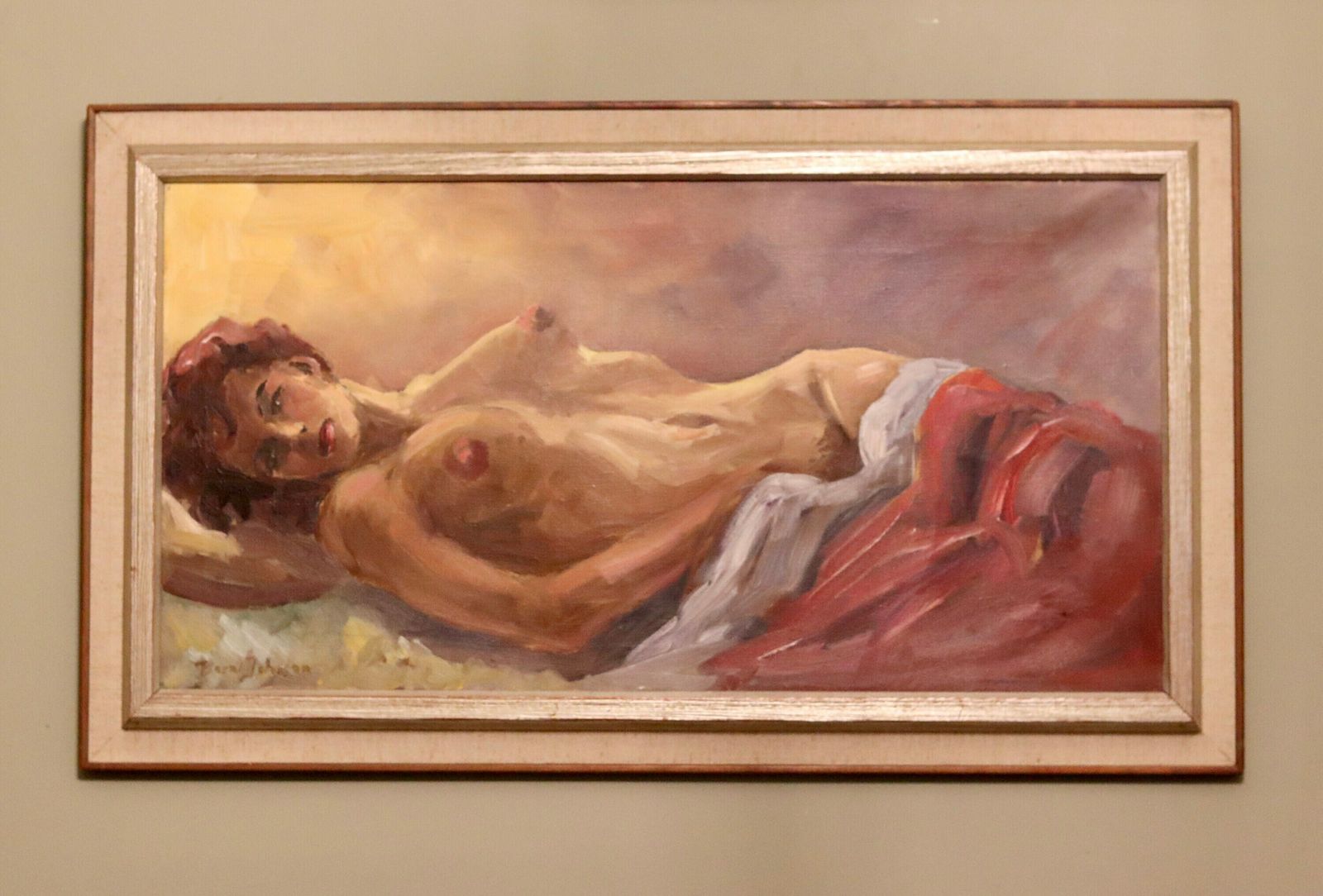 Swedish Modernist Oil Painting By Bernt Johnson Circa 1954 photo furniture