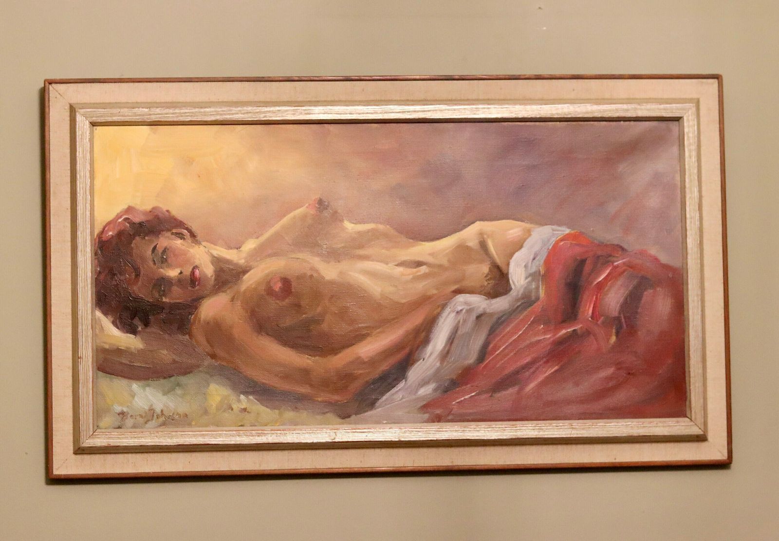 Swedish Modernist Oil Painting By Bernt Johnson Circa 1954 photo Art