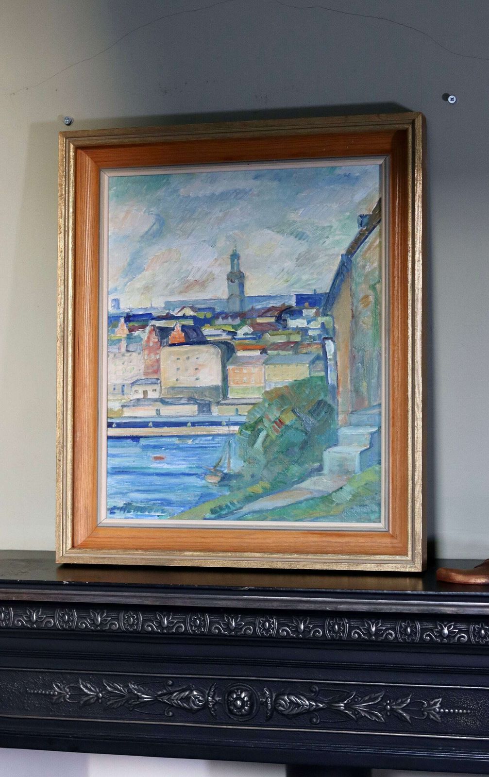 Swedish Modernist Oil Painting By Emil Hellbom (1895 1969).