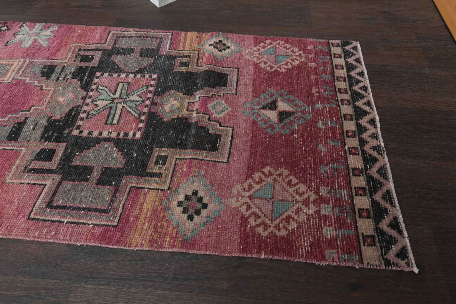Ft Handmade Turkish Runner Rug, Vintage Rug, Oushak Runner, Shabby Chic Decor, Handwoven Rug, Rug For Kitchen, Hallway, Carpet photo vinterior