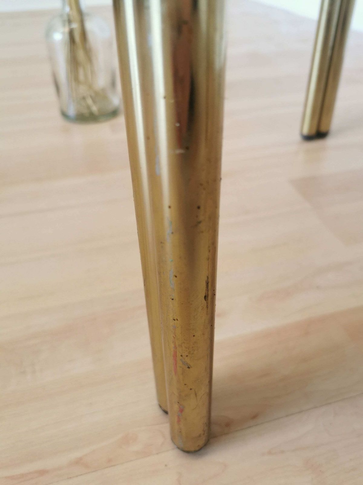Vintage Brass And Smoked Glass Coffee Table / Italy 1970s / Mid Century End Or Side Living Room Cocktail Table photo 187.0