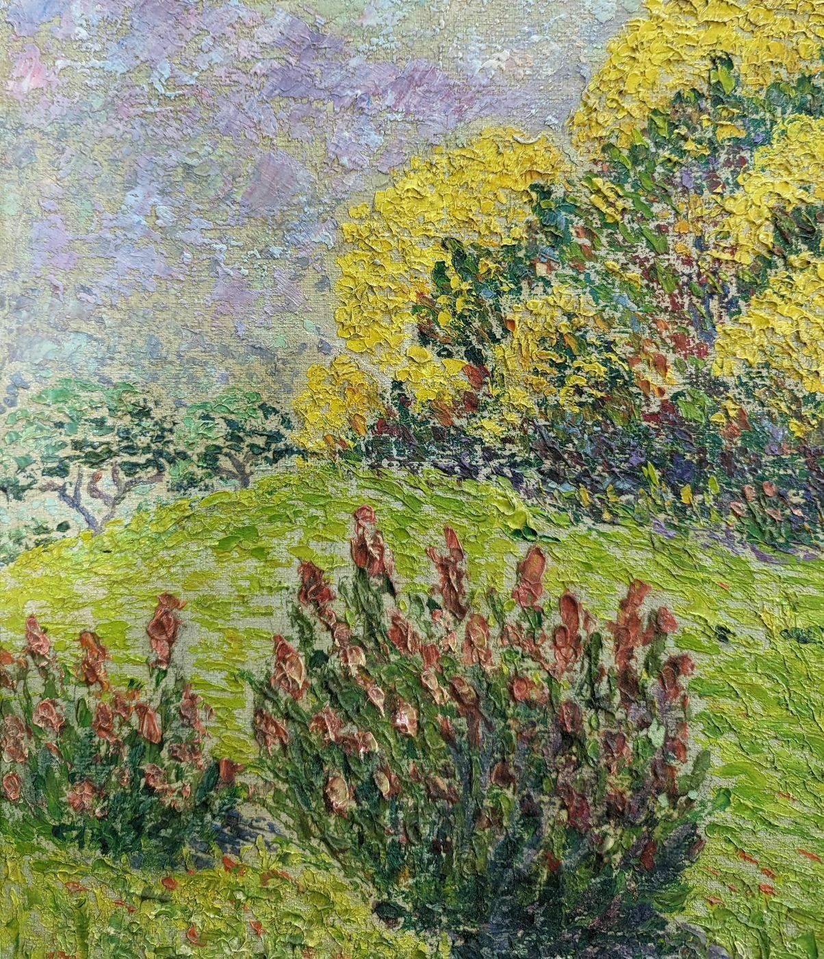 Oil On Pointillist Canvas Landscape Of Provence By Henri Grallan photo furniture