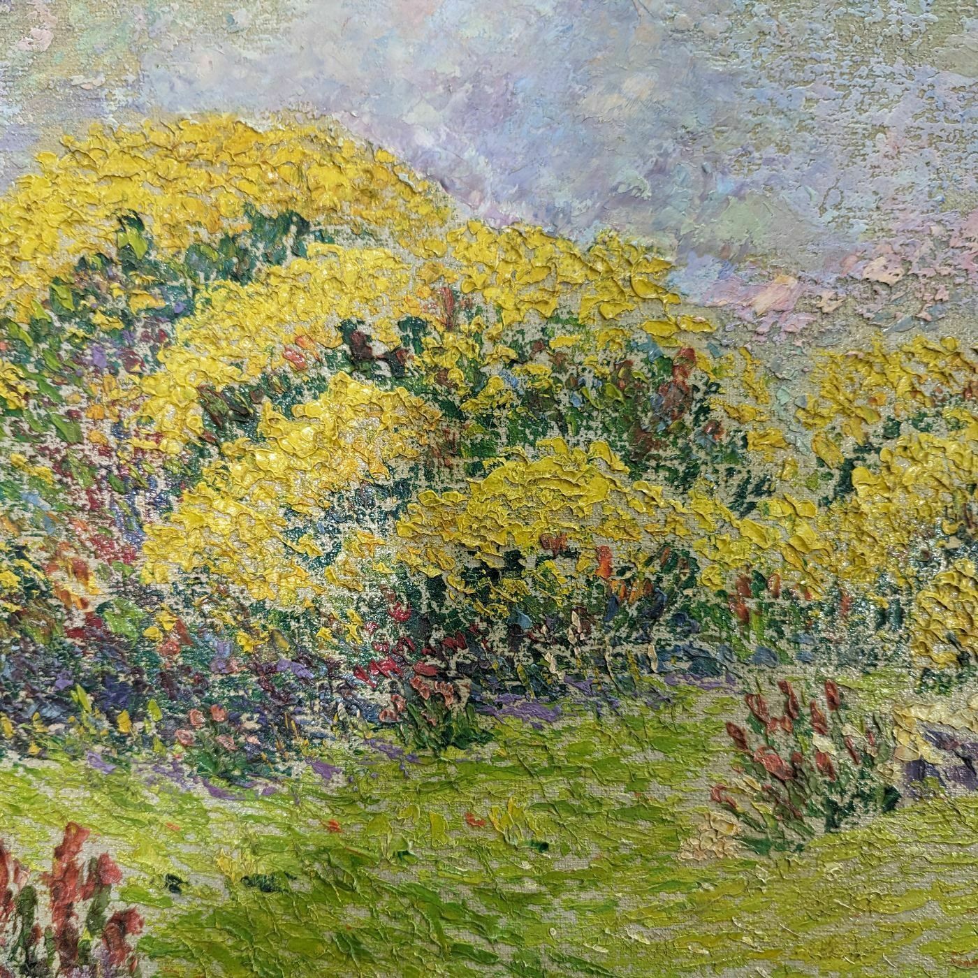 Oil On Pointillist Canvas Landscape Of Provence By Henri Grallan photo Art