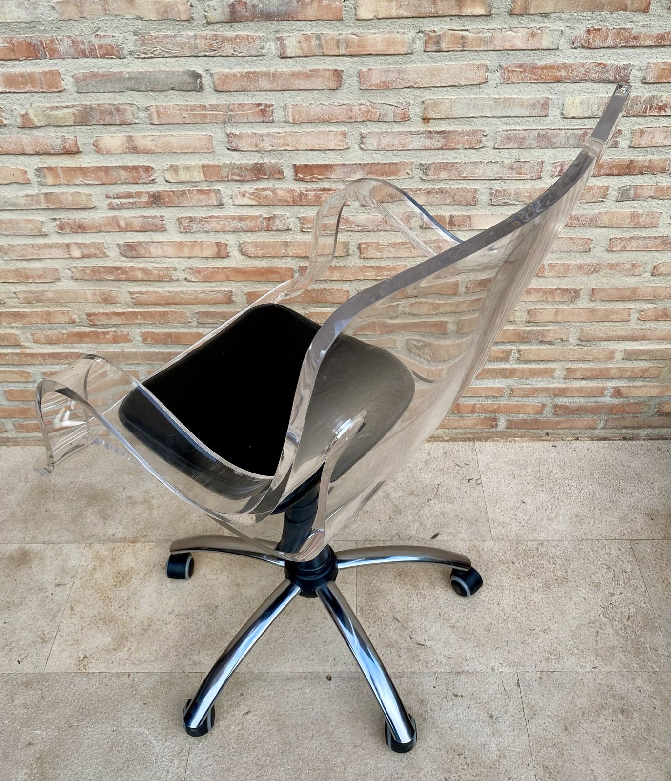 Acrylic Swivel Chair With Wheels, 1960s photo buy