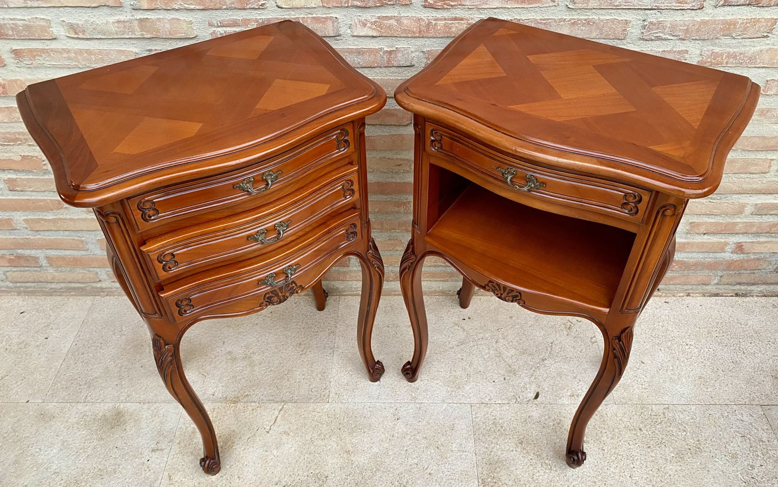 Louis XVI Style Nightstands With Drawers And Cabriole Legs, 1960s, Set Of 2 photo vinterior