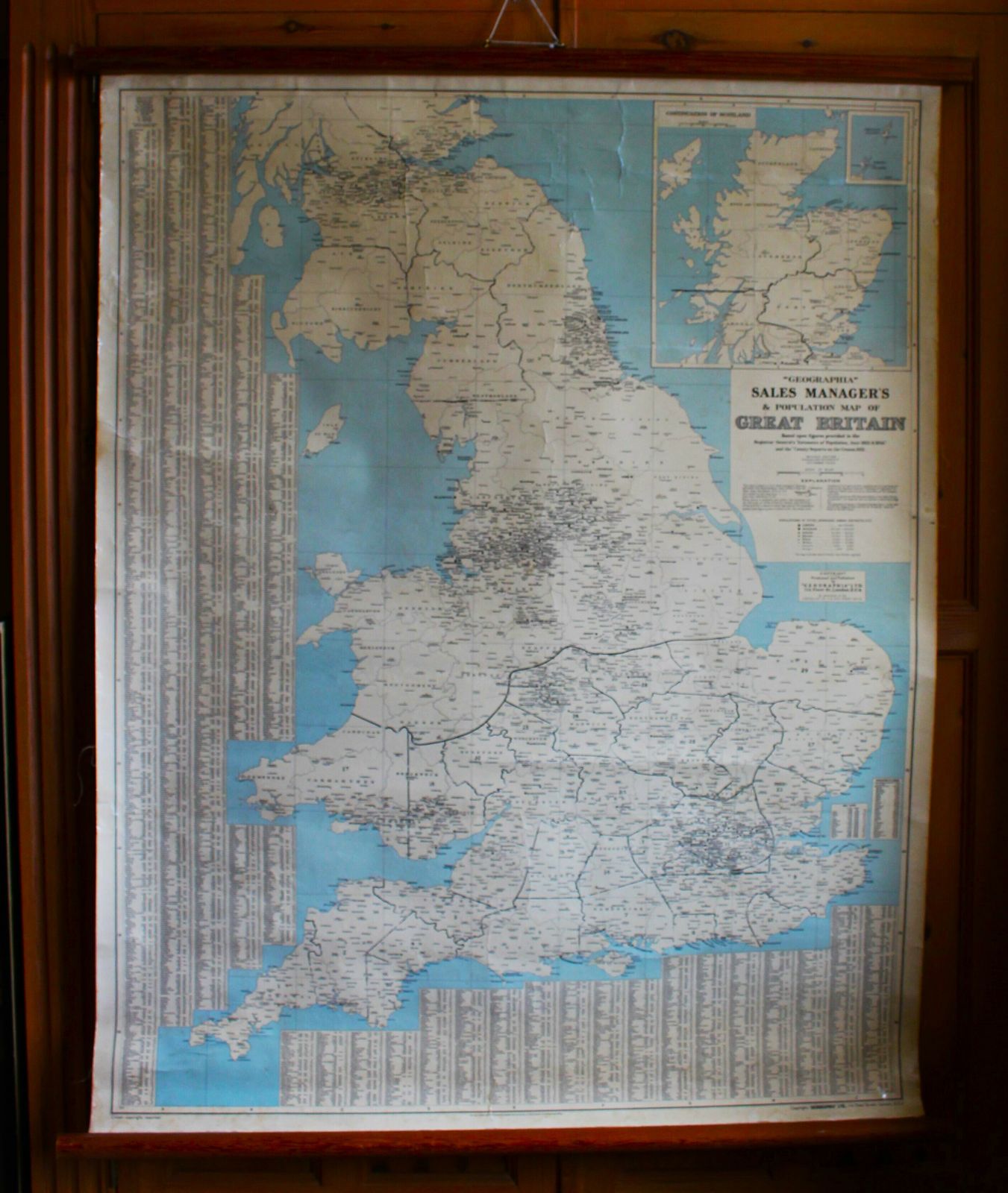 “Geographer” Sales Managers And Population Map Of Great Britain