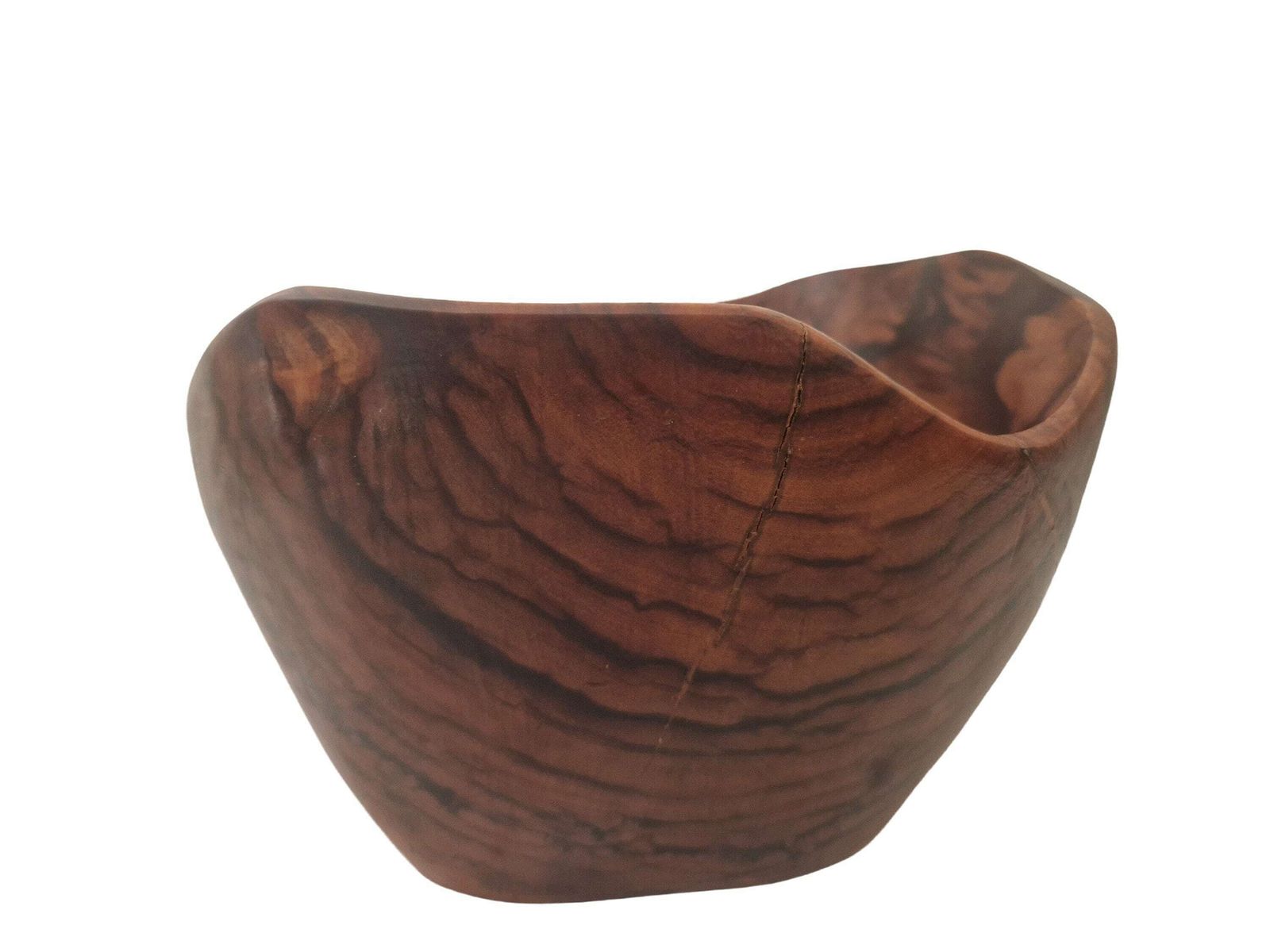 Olive Wood Salad Bowl By Galerie De St Paul Art Studios, 1960s Decorative Basket, Mid Century Modern Home Decor photo for sale