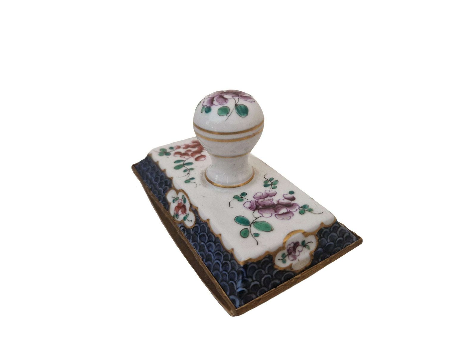 19th Century French Porcelain Ink Blotter With Hand Painted Flowers, Antique Desk Accessory, Romantic Home Office Decor photo Home Decor