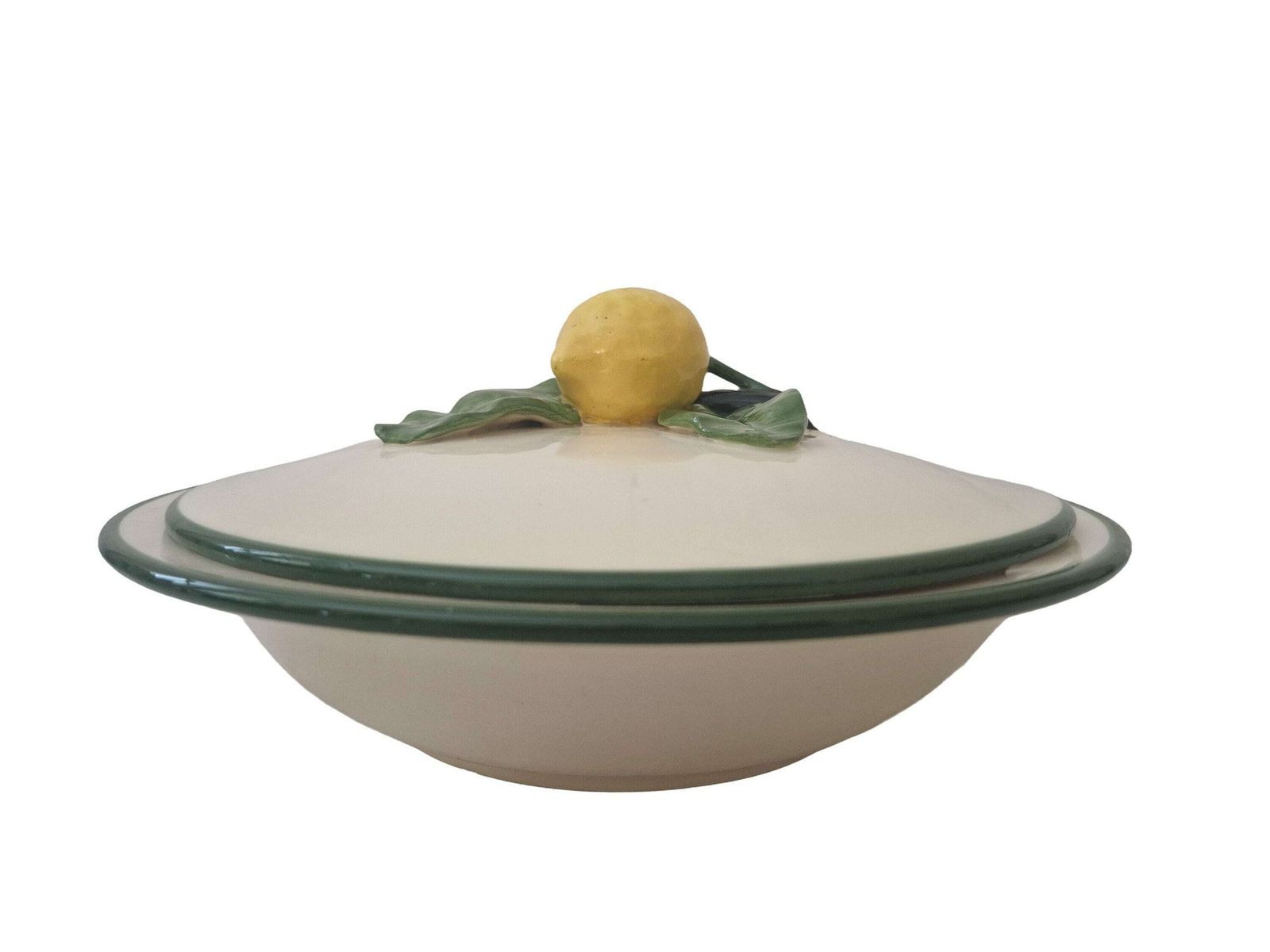 Mid Century Menton Lemon Soup Tureen By Perret Gentil, French Majolica Casserole Dish, Trompe L'oeil Kitchen Decor photo 160.0
