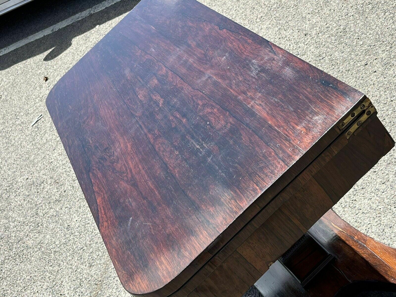 Antique Rosewood Games Table With Fold Over Lid & Card Playing Area photo vintage