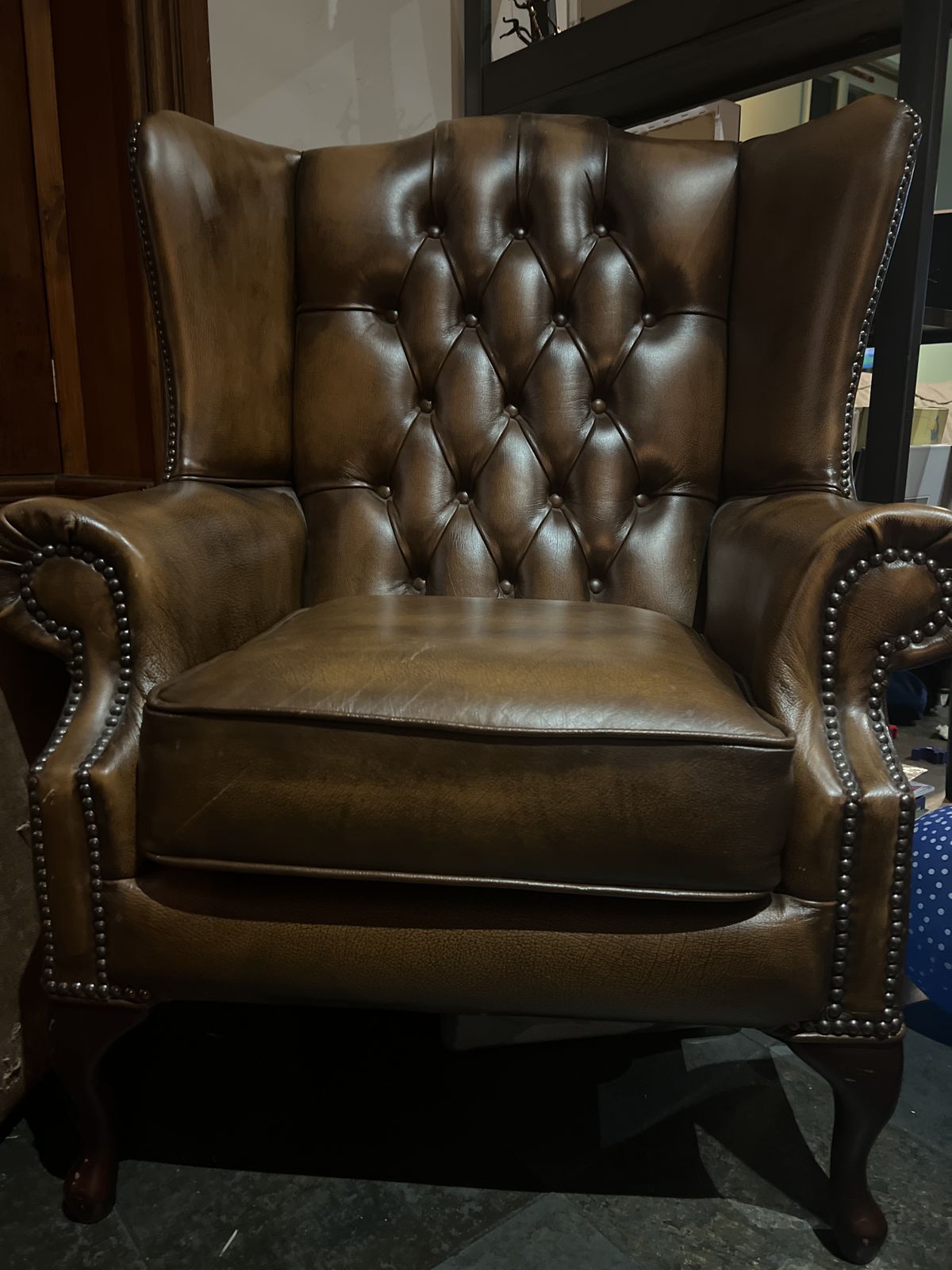 Like New Brown Leather Wingback photo for sale