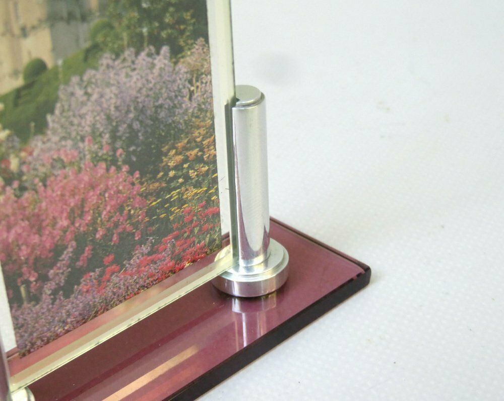 Art Deco Picture Frame In Rose Glass & Aluminum, 1920s photo buy