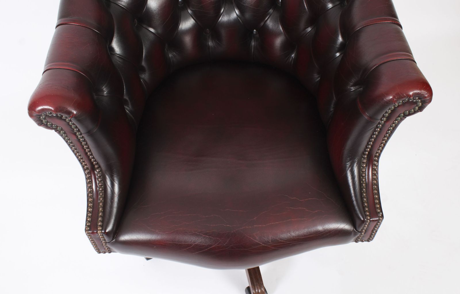 Vintage English Hand Made Leather Directors Office Chair 20th C photo Furniture