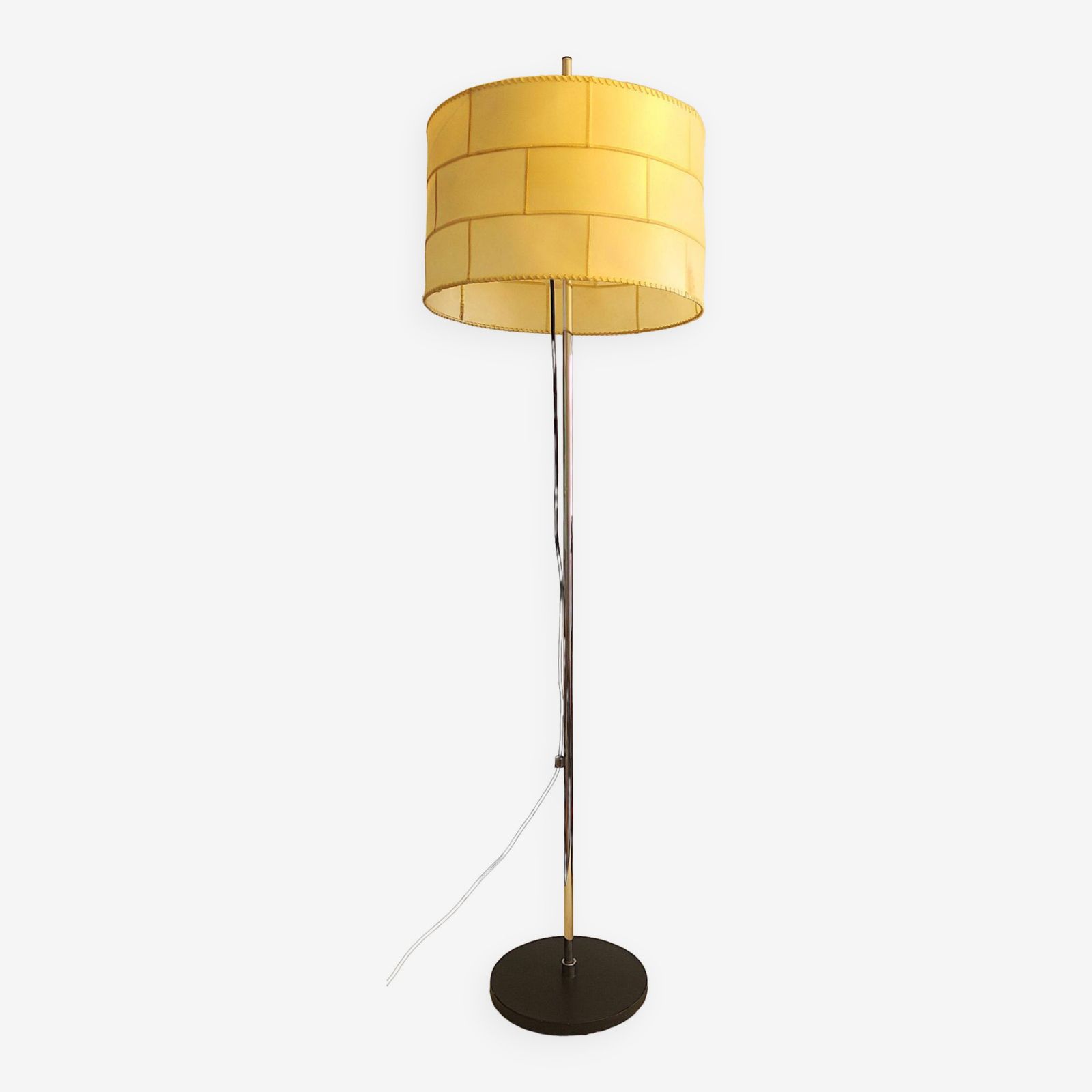 Patchwork Parchment And Black Leather Floor Lamp By Staff, 1960s