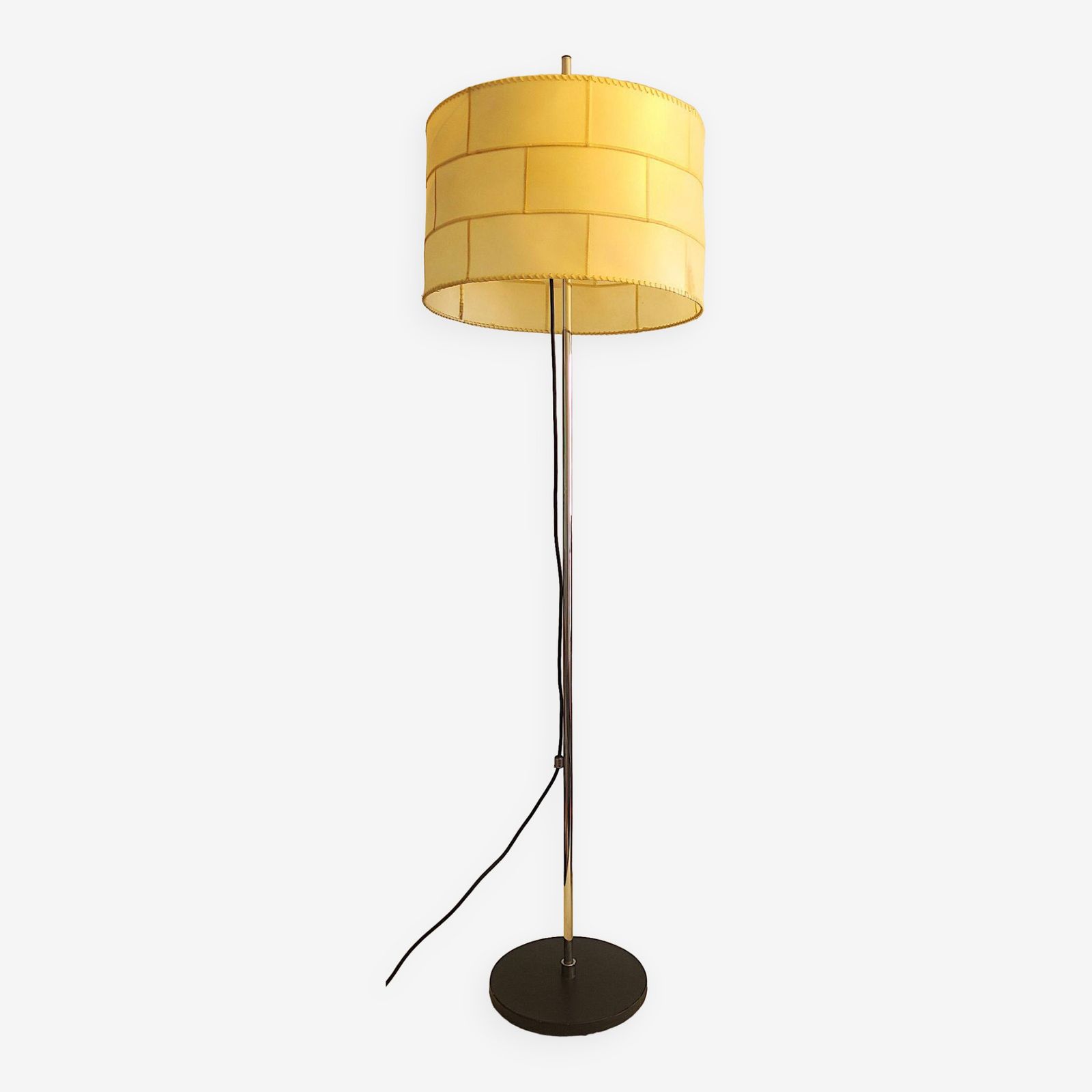 Patchwork Parchment And Black Leather Floor Lamp By Staff, 1960s photo furniture