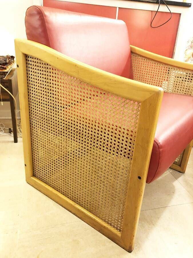 photo for sale Pair Of Cane Armchairs, 1970, 1970s