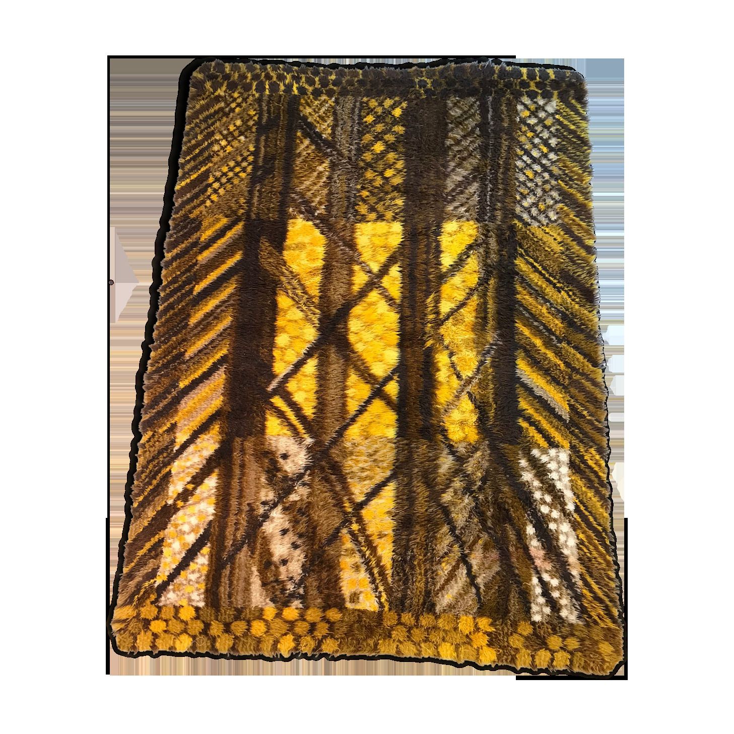 Carpet öster Gyllen Shag Rug Yellow Brown Vintage Suede photo furniture