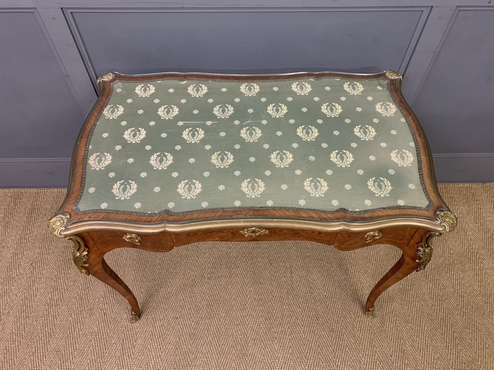 Furniture Marquetry Inlaid French Bureau Plat By Maison Millet photo
