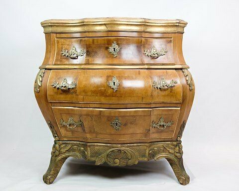 Rococo Chest Of Drawers In Walnut, Danish Design From 1880s