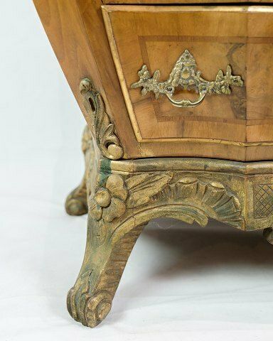 Rococo Chest Of Drawers In Walnut, Danish Design From 1880s photo vintage