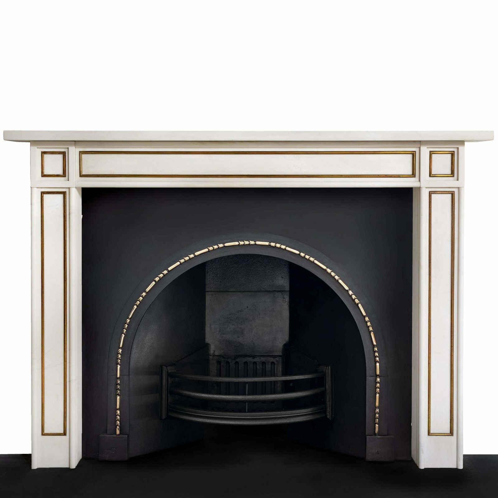 Reclaimed Statuary Marble Fireplace Surround With Brass Detail