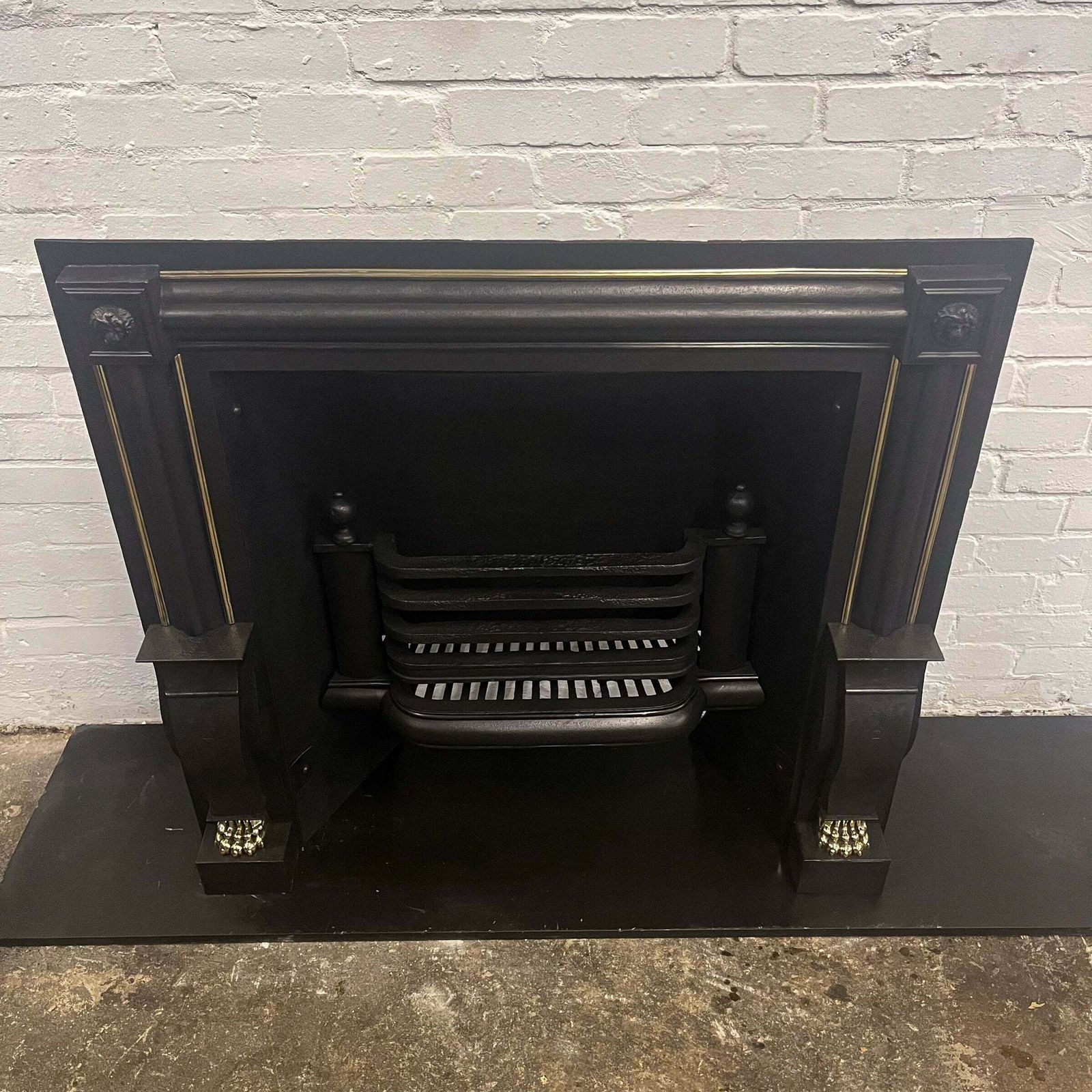 Antique Cast Iron Lion Head Fireplace Insert photo buy