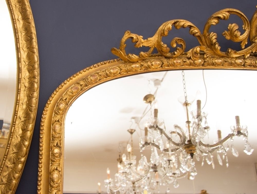 An English Antique Gilded Overmantle Mirror photo for sale